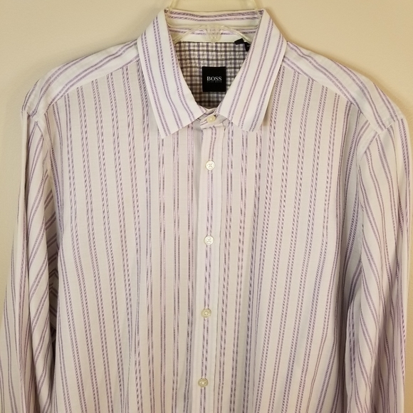 Hugo Boss BOSS Stripe Button Down Dress Shirt XL - Picture 3 of 16